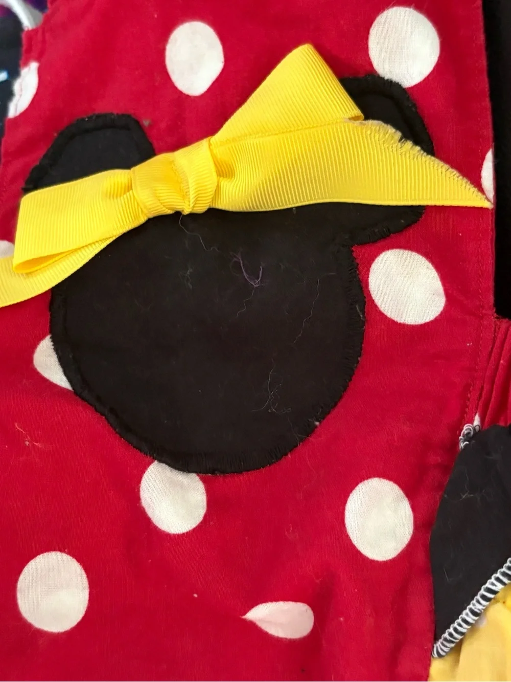 Red Polka Dot Girls One-Piece Halloween Costume with Yellow Bow